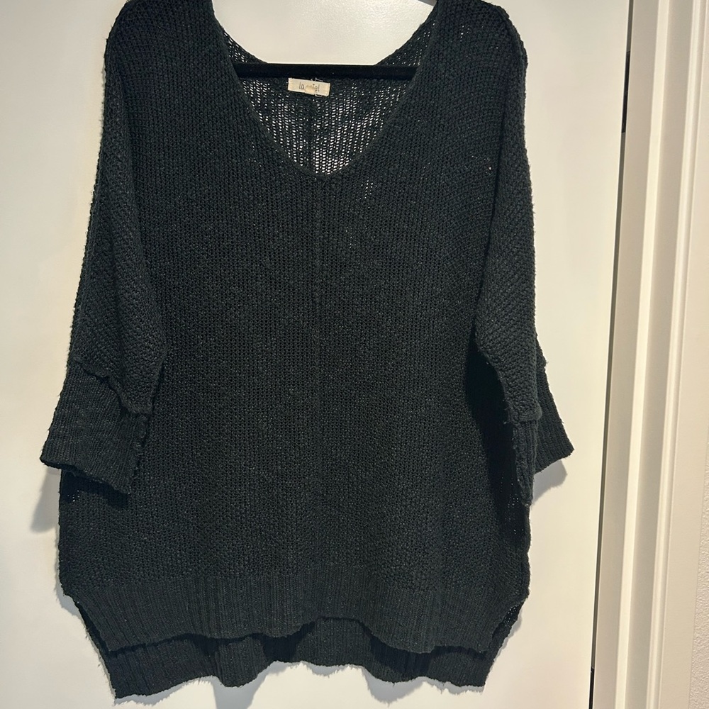 LA MIEL Black V-Neck Sweater